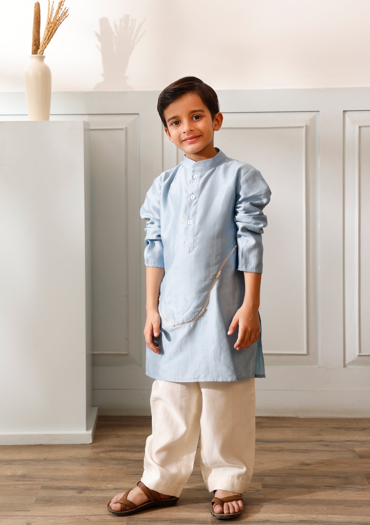 Kids Ice Blue Wave Kurta Set