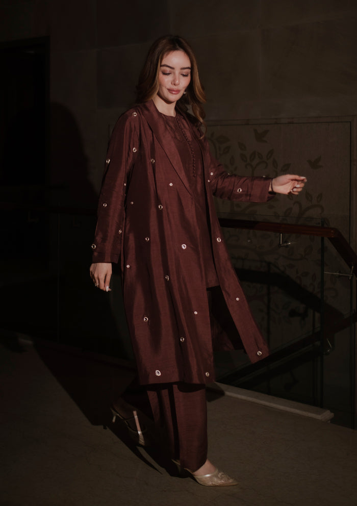 Mocha Stardust Trench Trio Set