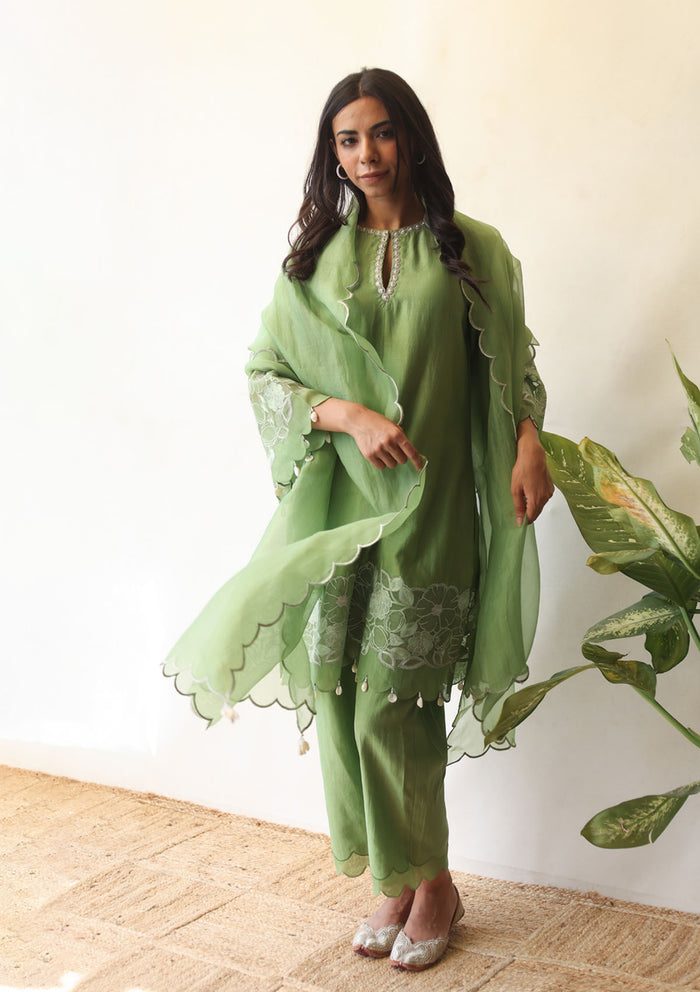 Sage Applique Kurta Set