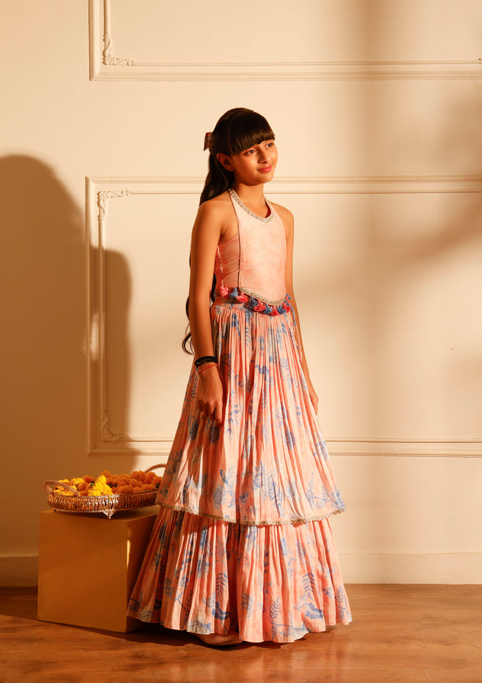 Kids Dahlia Ruched Lehenga Set