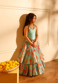 Kids Bluebell Ruched Lehenga Set