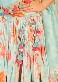 Kids Bluebell Ruched Lehenga Set