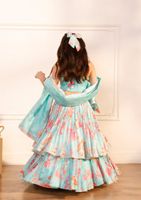 Kids Bluebell Ruched Lehenga Set