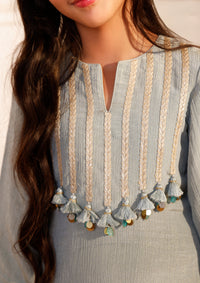 Kids Ice Blue Pheran Kurta Set