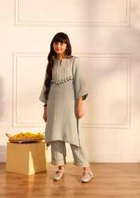 Kids Ice Blue Pheran Kurta Set