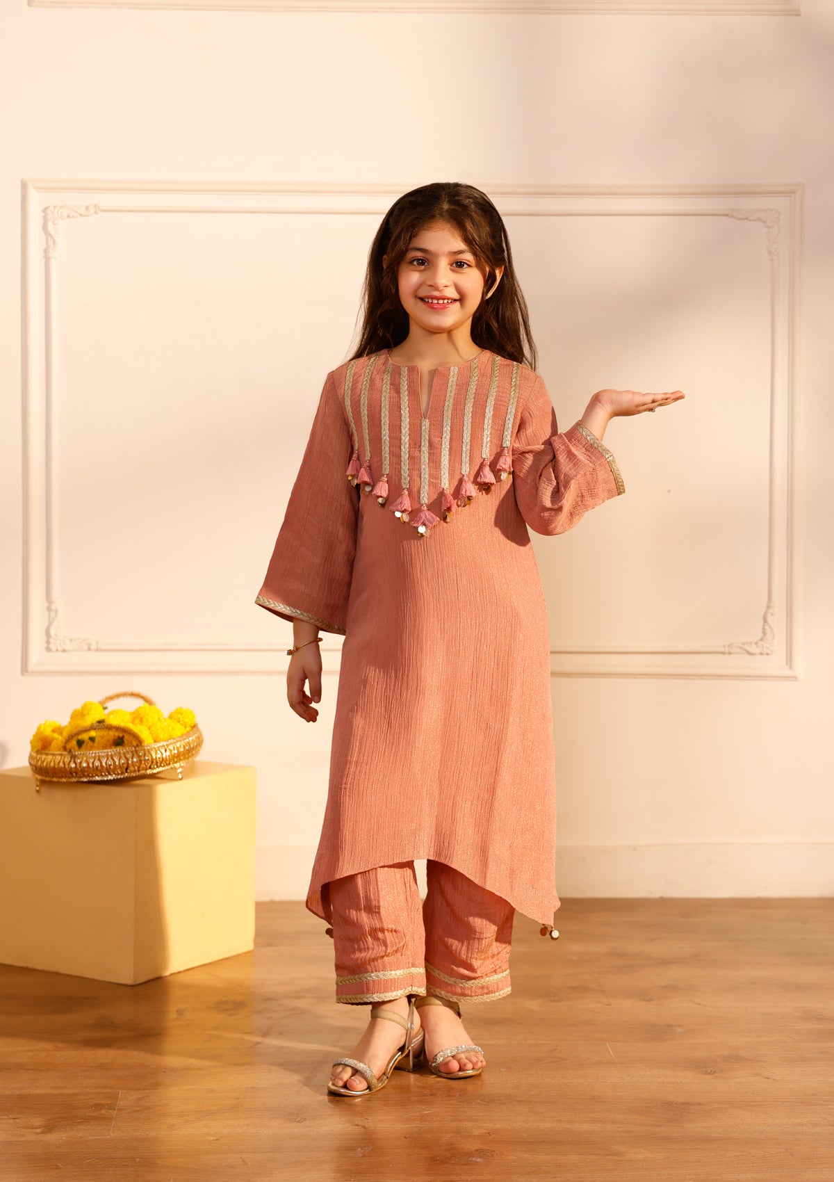 Kids Blush Pheran Kurta Set
