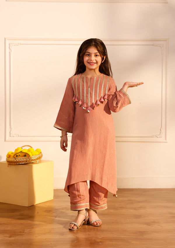 Kids Blush Pheran Kurta Set