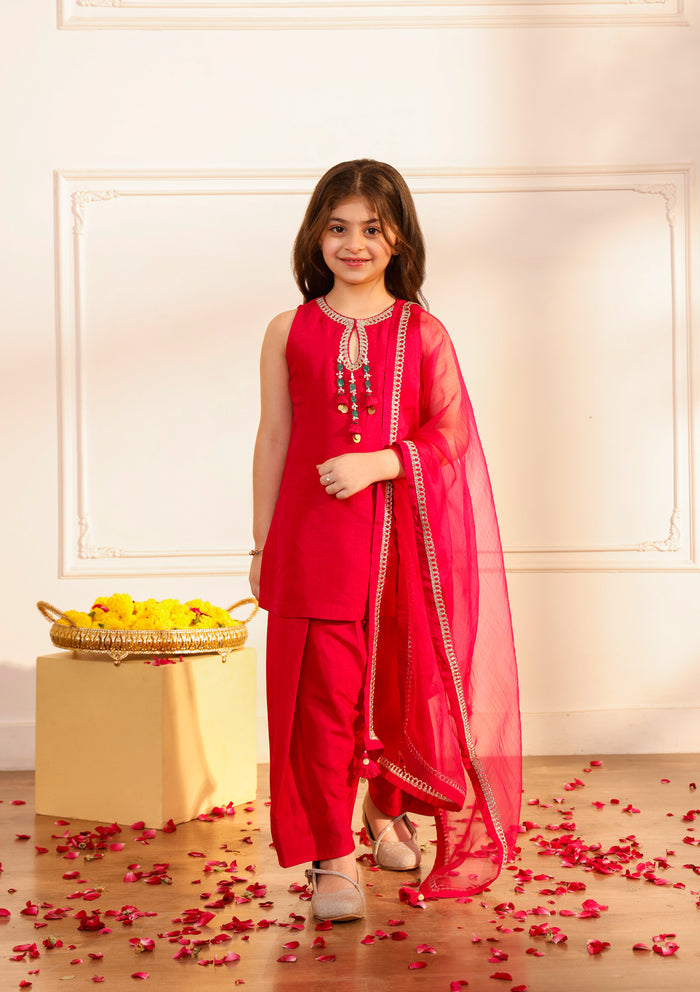 Kids Fuchsia Farshi Kurta Set