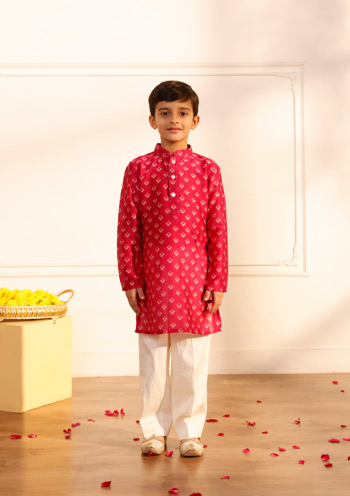 Kids Ira Cerise Kurta Set