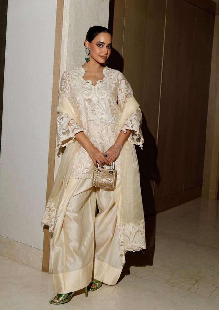 Ivory Applique Embroidered Farshi Set