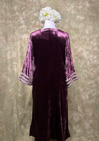 Mauve Embroidered Velvet Kurta Set