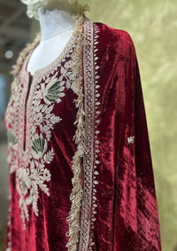 Ruby Embroidered Velvet Kurta Set