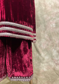 Ruby Embroidered Velvet Kurta Set