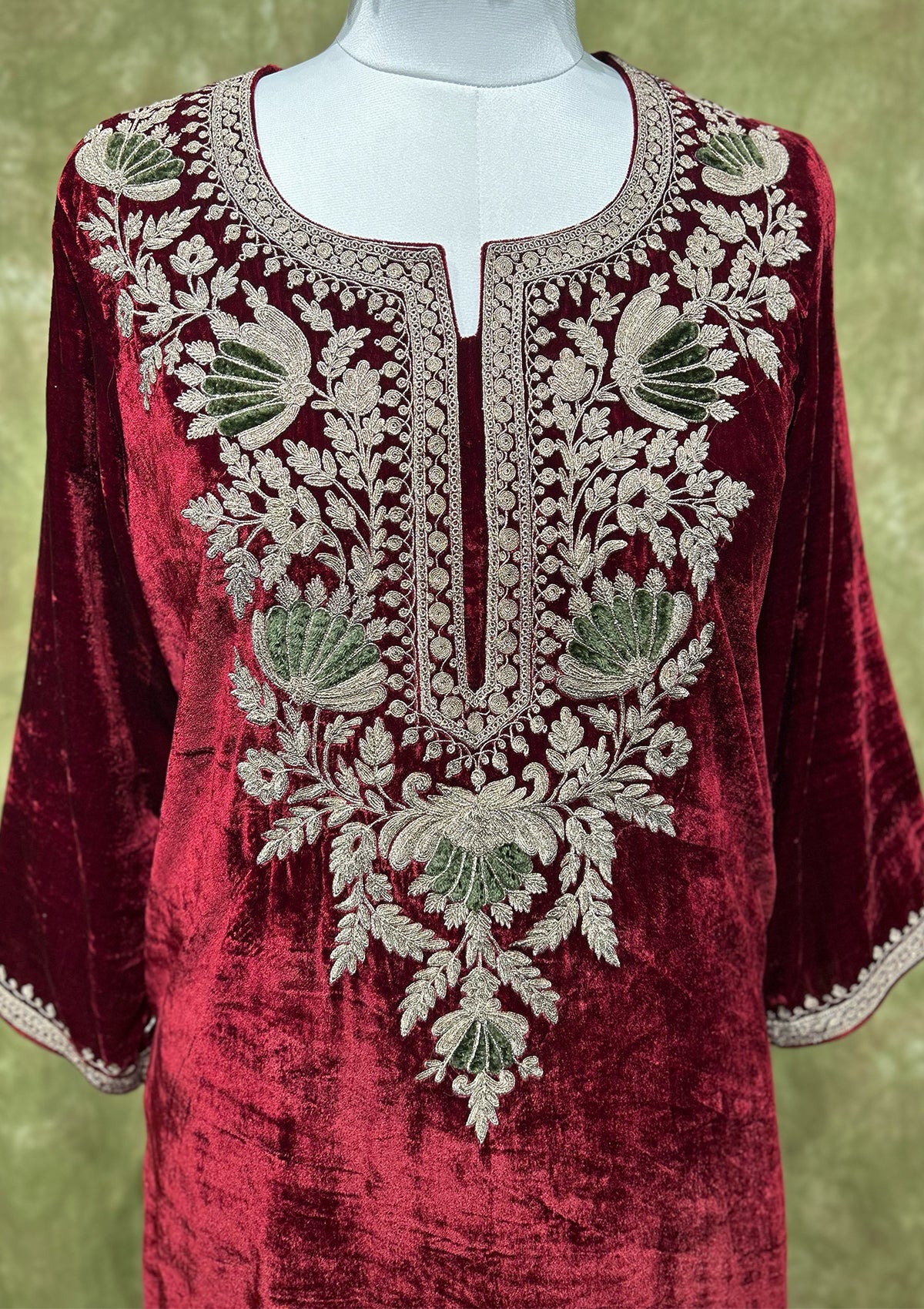 Ruby Embroidered Velvet Kurta Set