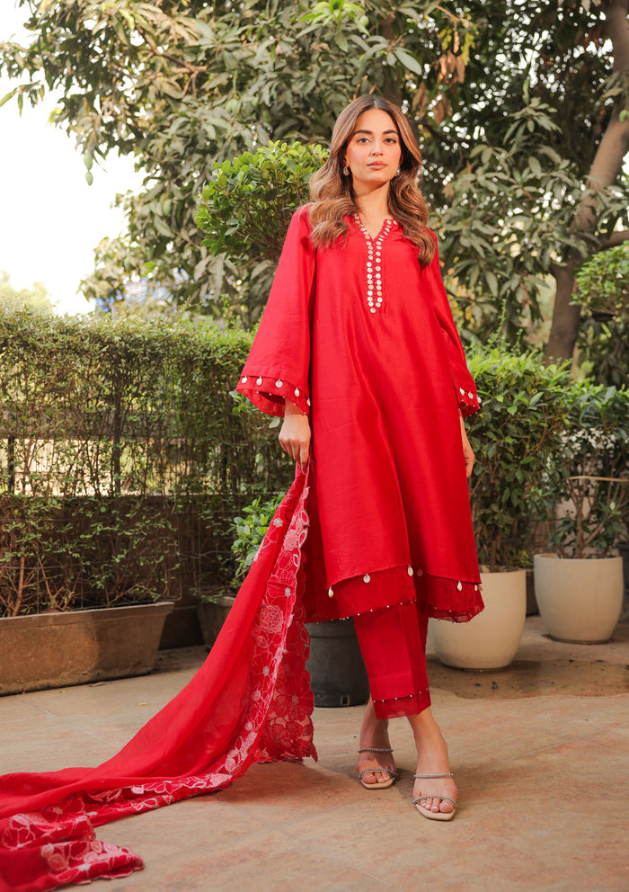 Crimson A-line Kurta Set