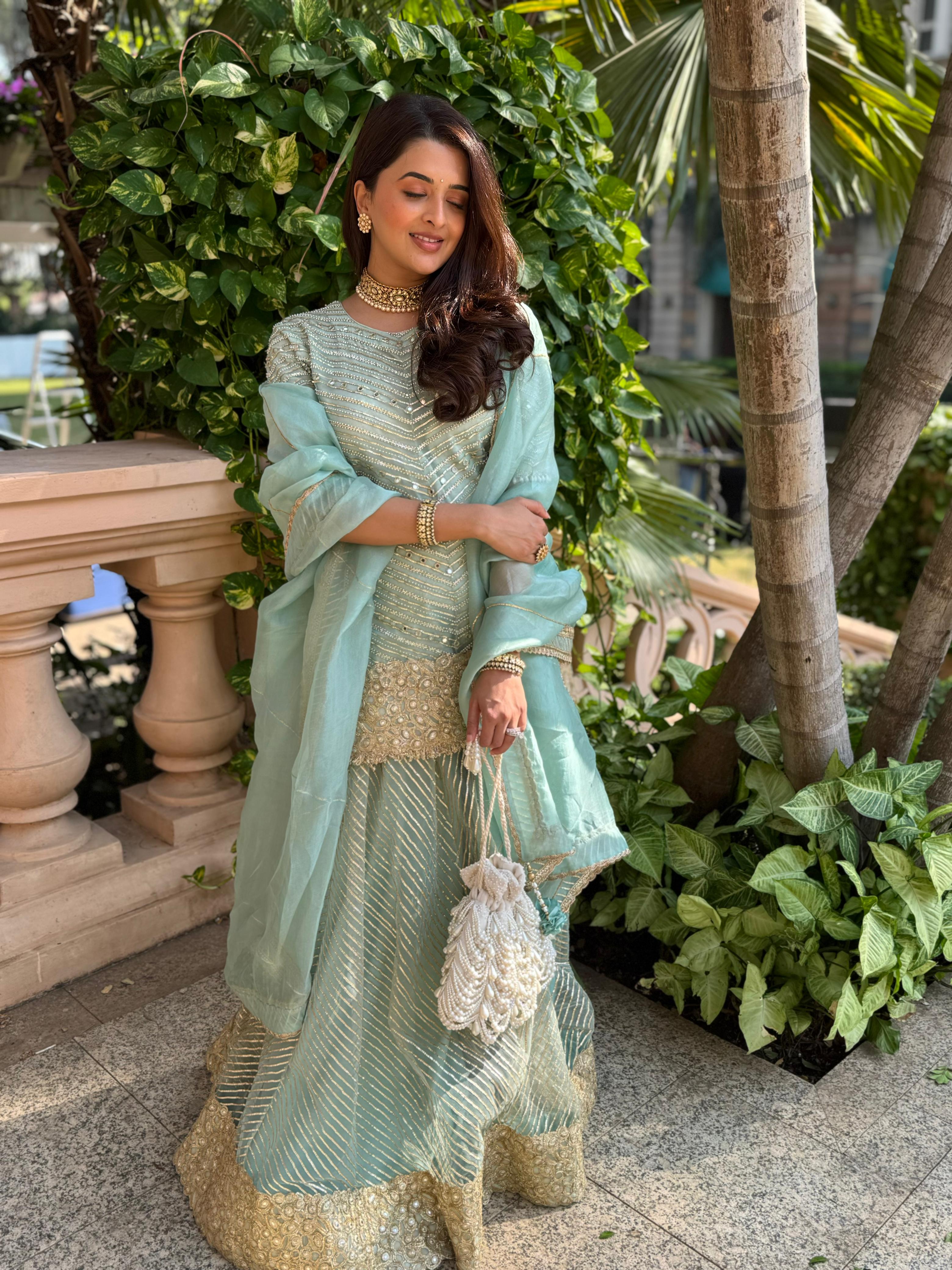 Gota Aqua Sharara Set - Seeaash