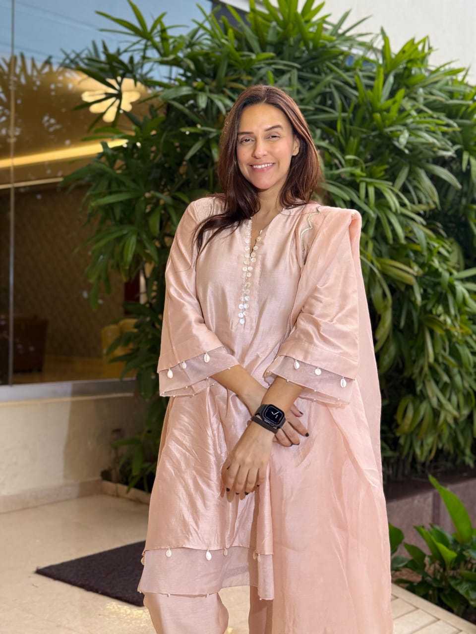 Neha Dhupia in Blush A-line Kurta Set – Seeaash