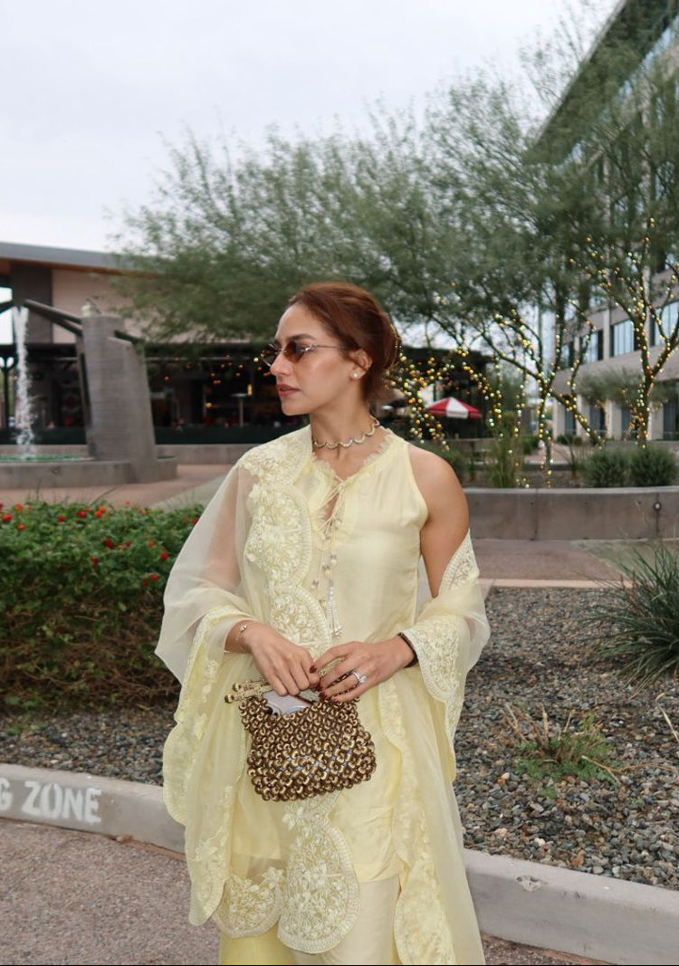 Butter Yellow Mughal Farshi Salwar Set