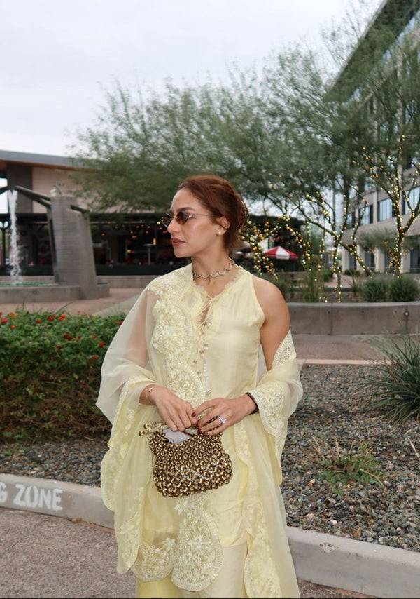 Butter Yellow Mughal Farshi Salwar Set