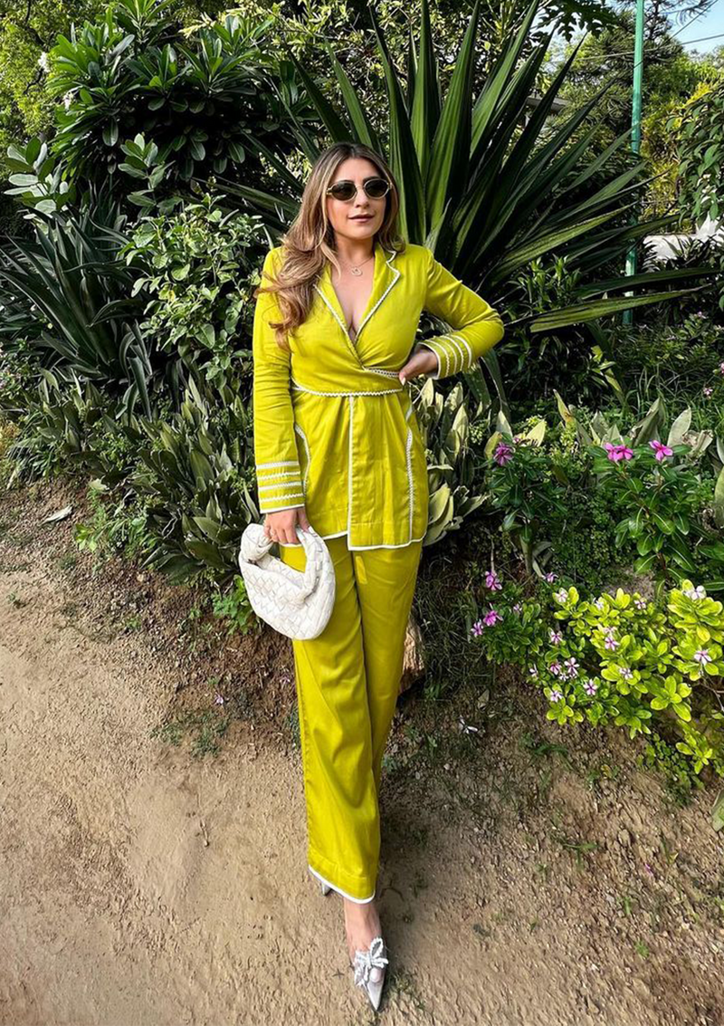 Lime Wave Blazer Set