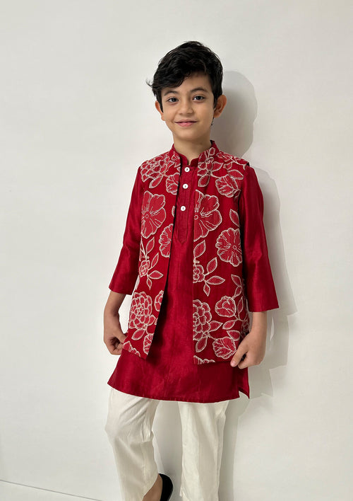 Kids Red Jaal Bundi Set