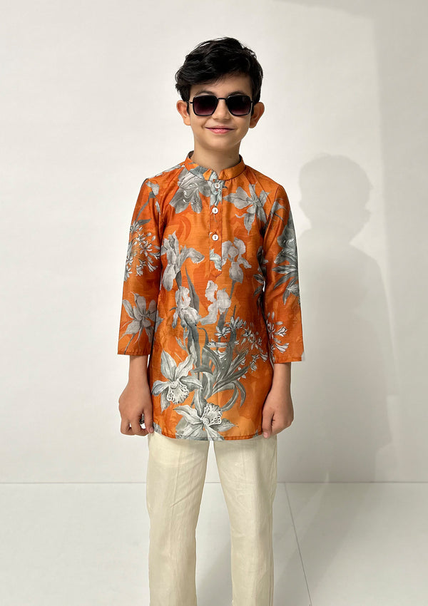 Kids Nur Saffron Kurta Set