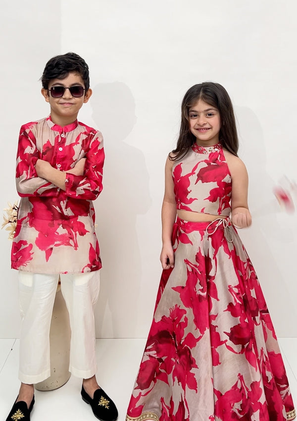 Kids Amara Halter Neck Lehenga Set
