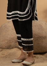 Coal Scalloped Lace Kurta Set
