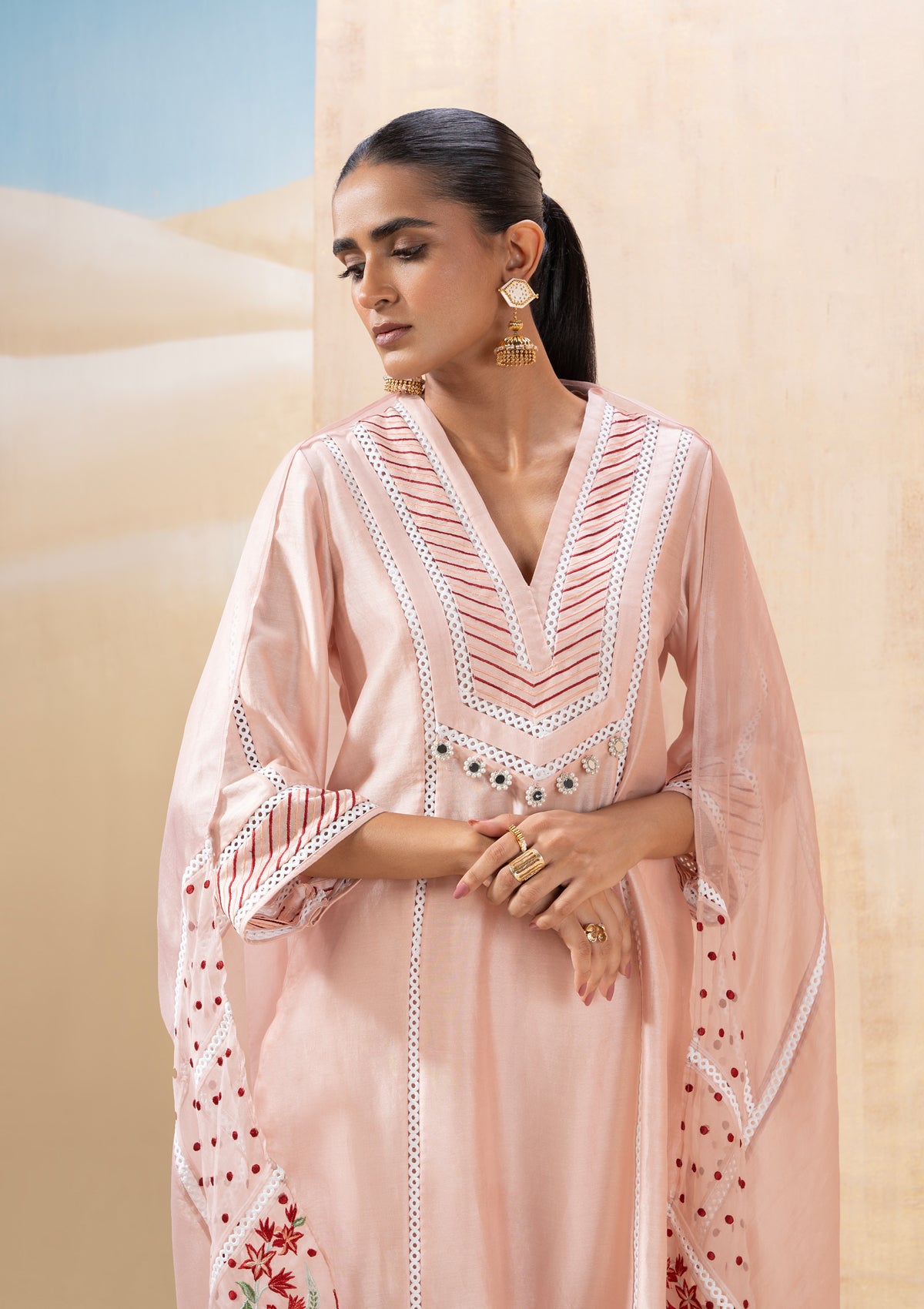 Blush Floral Embroidered Kurta Set