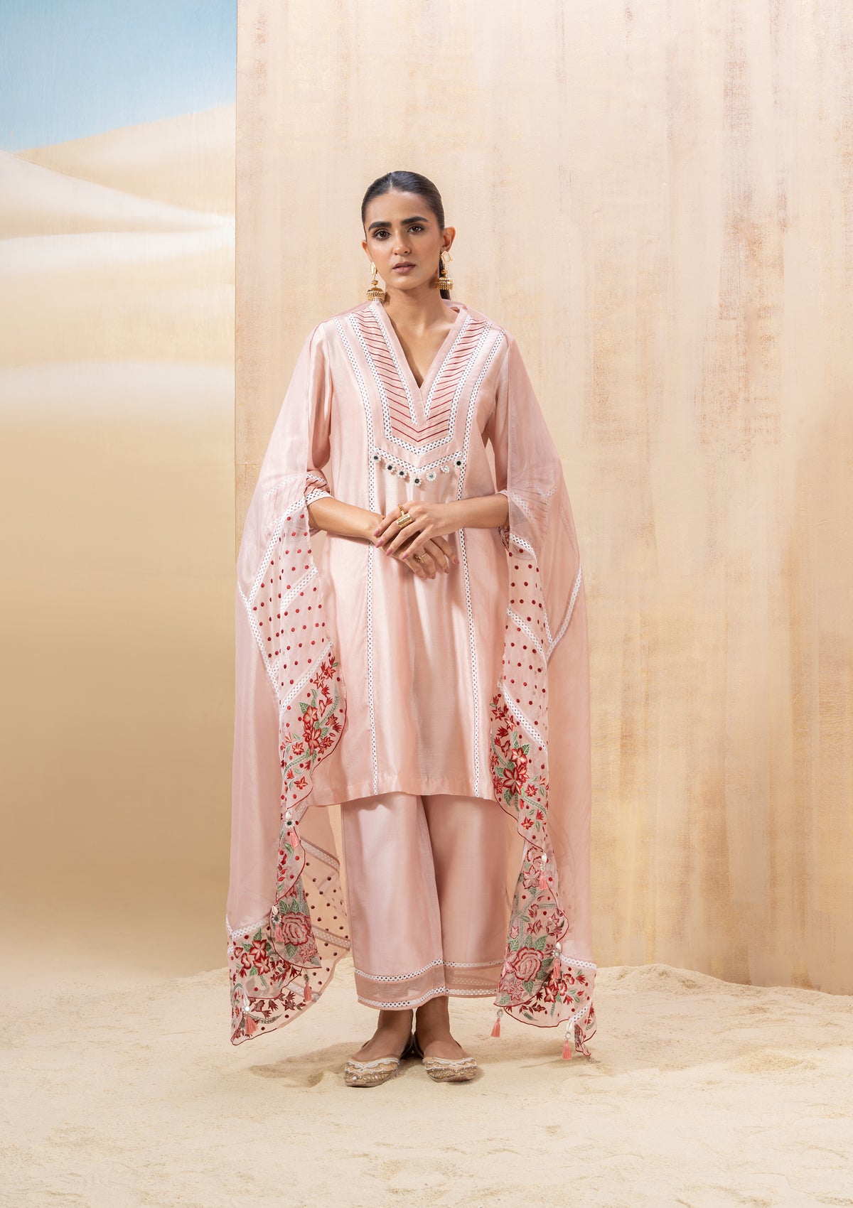 Blush Floral Embroidered Kurta Set