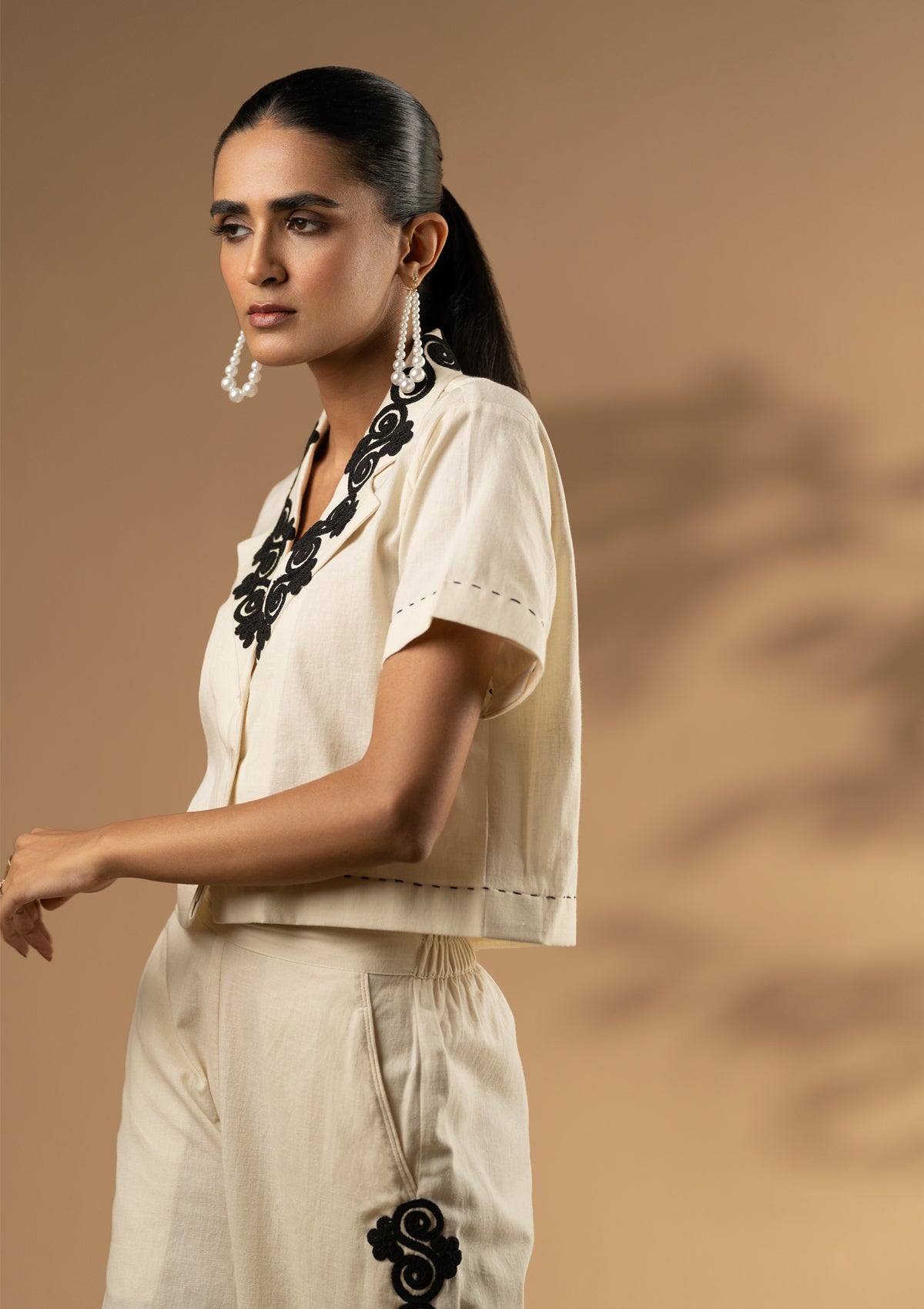 Ivory Lace Cropped Co-ord Set – Seeaash