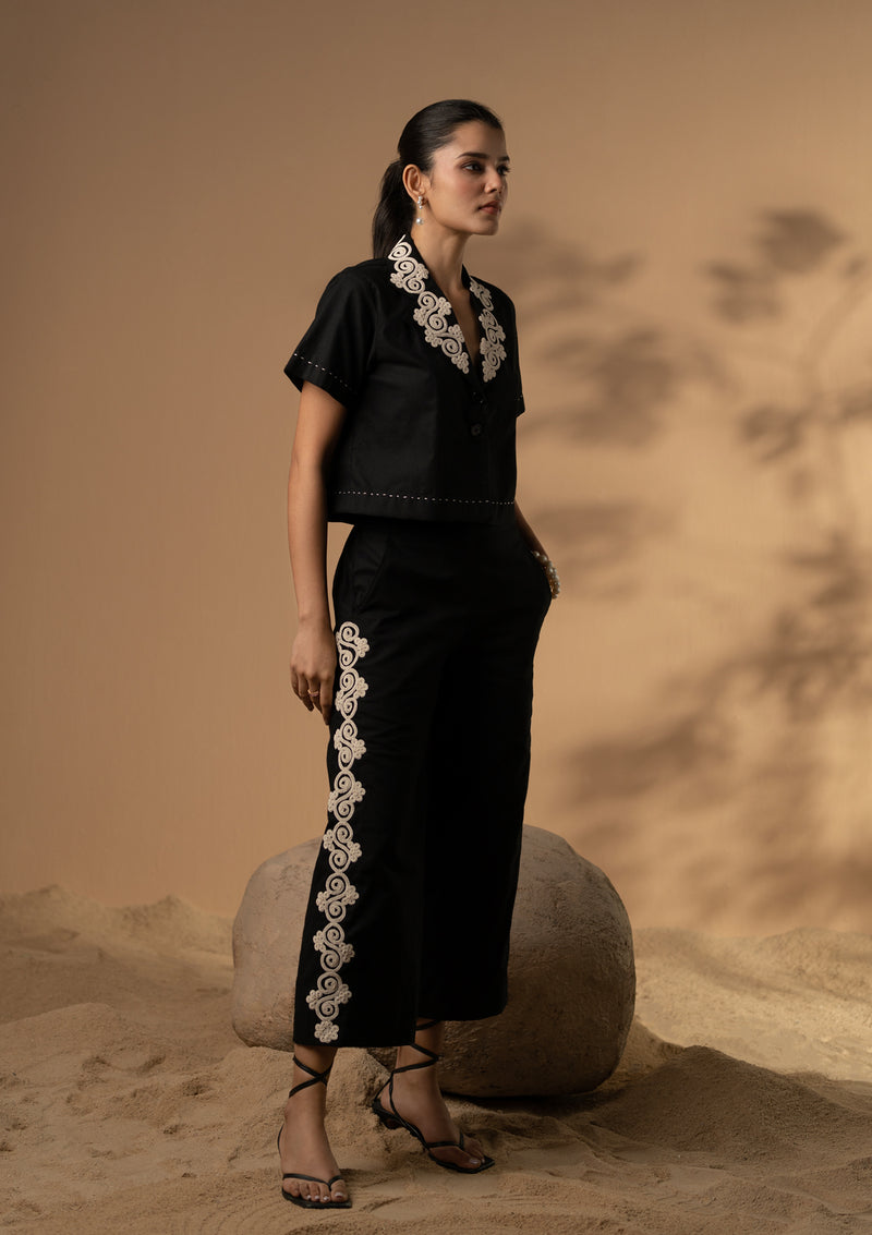 Coal Lace Cropped Co-ord Set