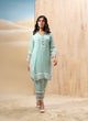 Aqua Scalloped Lace Kurta Set