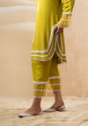 Lime Scalloped Lace Kurta Set