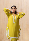 Lime Scalloped Lace Kurta Set