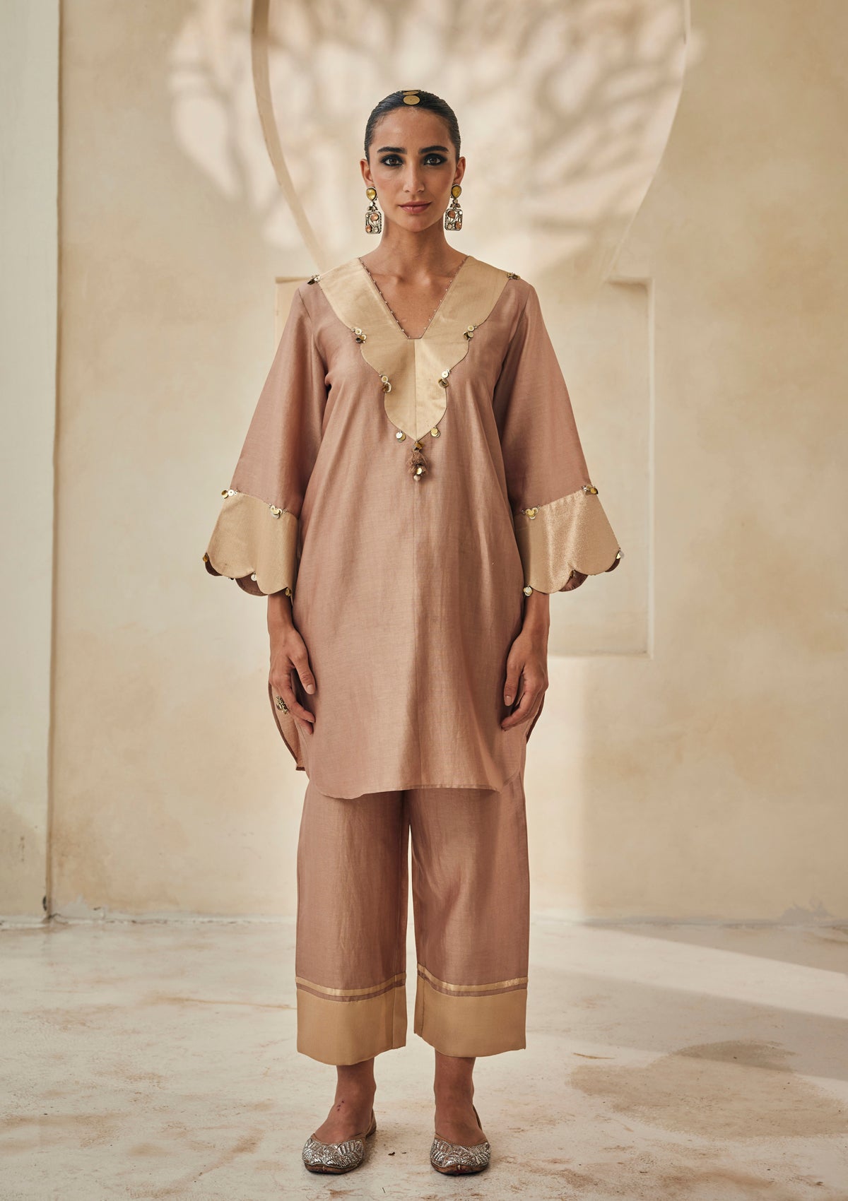 Sand Benaras Kurta Set