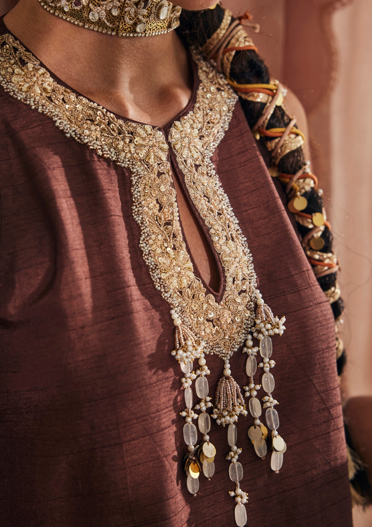 Mocha Lucknow Farshi Salwar Set