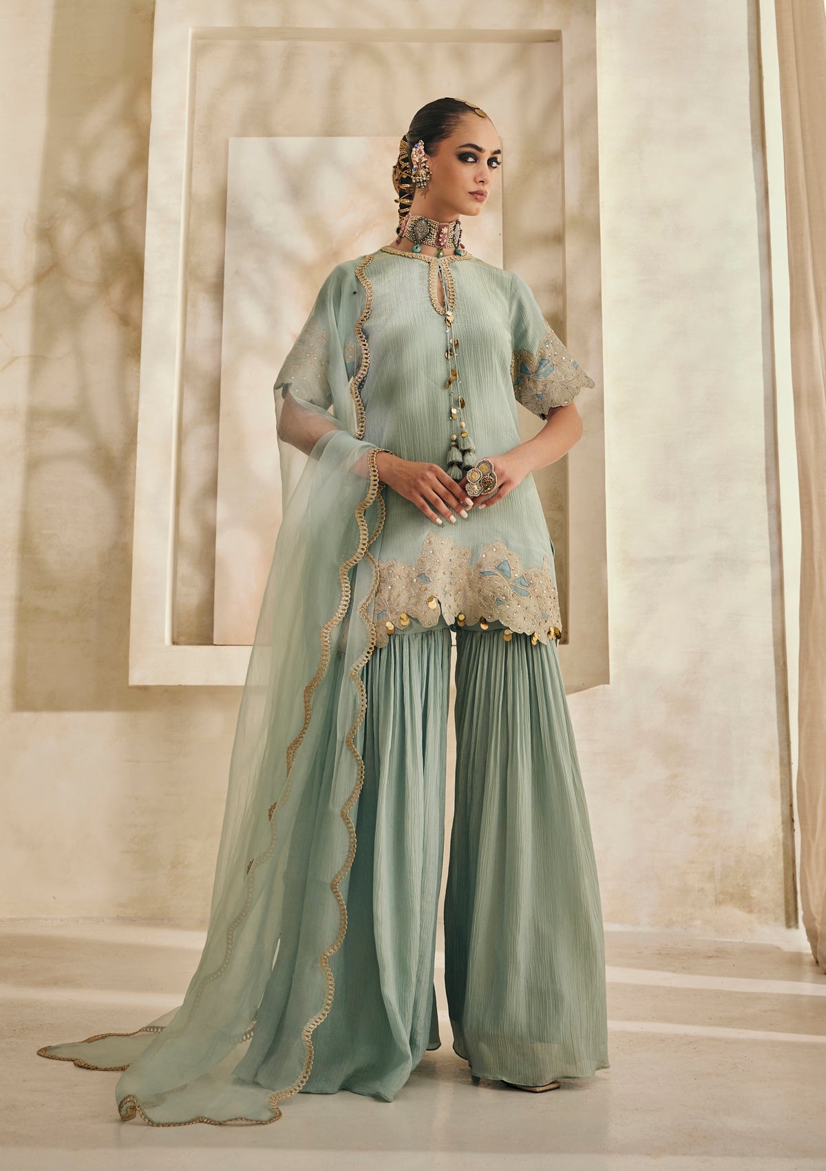 Powder Blue Hyderabad Gharara Set