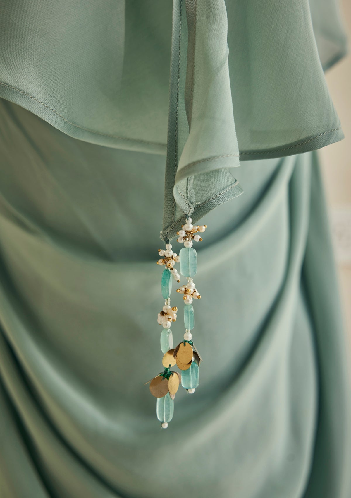 Powder Blue Draped Trio Set