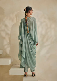 Powder Blue Draped Trio Set