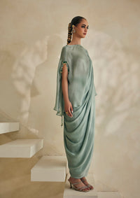 Powder Blue Draped Trio Set