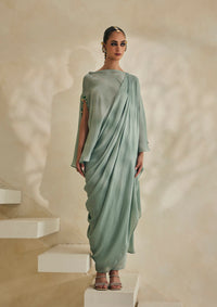 Powder Blue Draped Trio Set