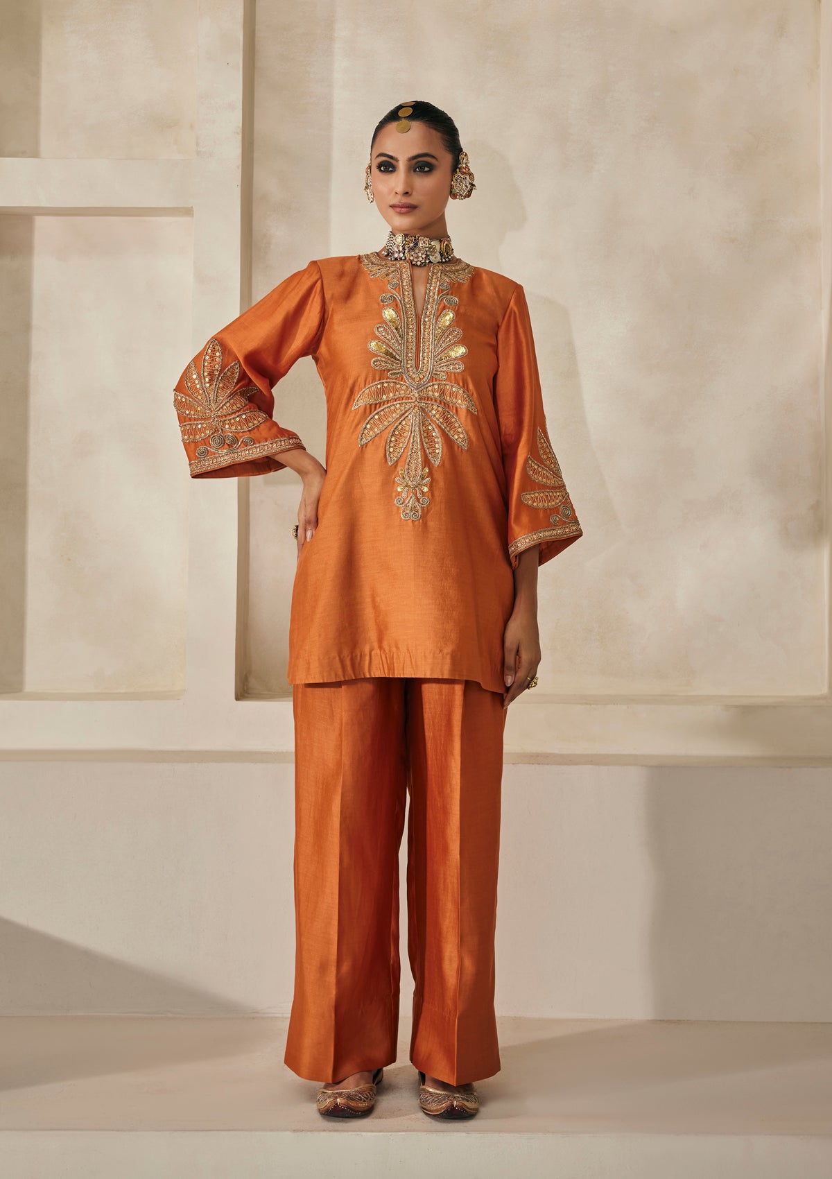 Saffron Pondicherry Kurta Set