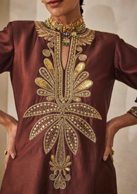 Mocha Pondicherry Kurta Set