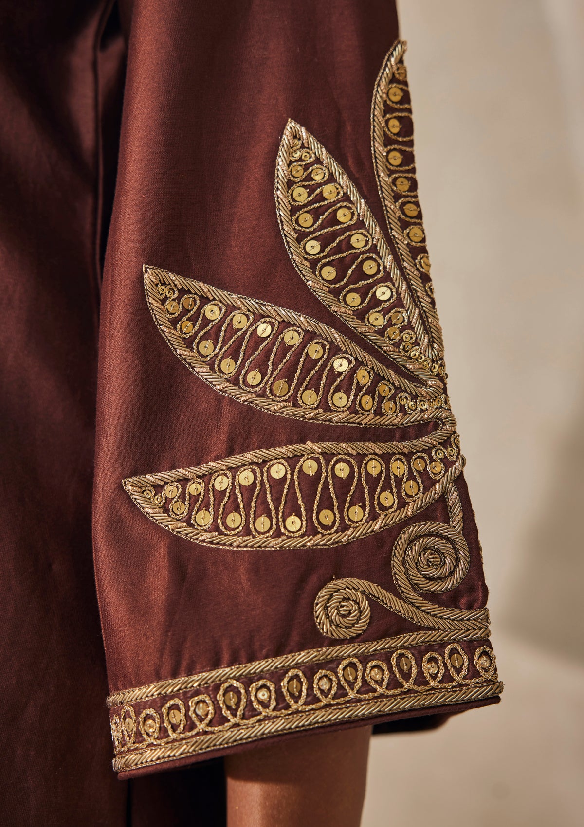 Mocha Pondicherry Kurta Set