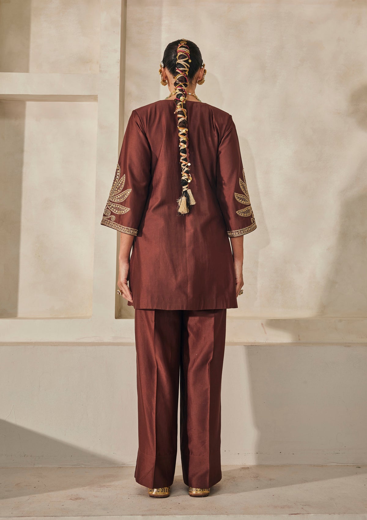 Mocha Pondicherry Kurta Set