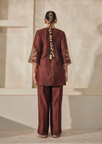 Mocha Pondicherry Kurta Set