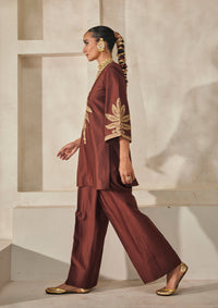 Mocha Pondicherry Kurta Set