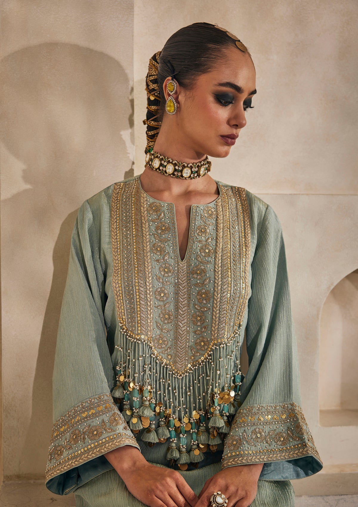 Powder Blue Gulmarg Pheran Kurta Set