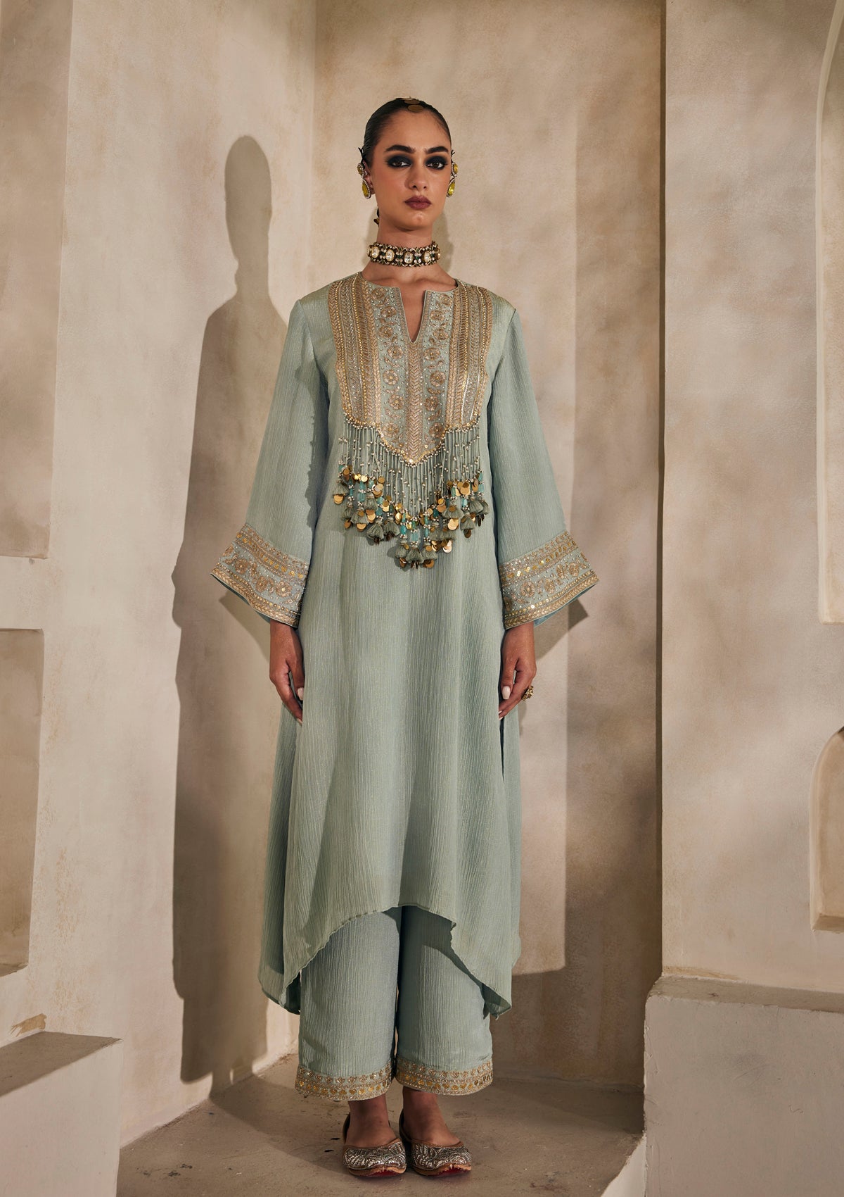 Powder Blue Gulmarg Pheran Kurta Set